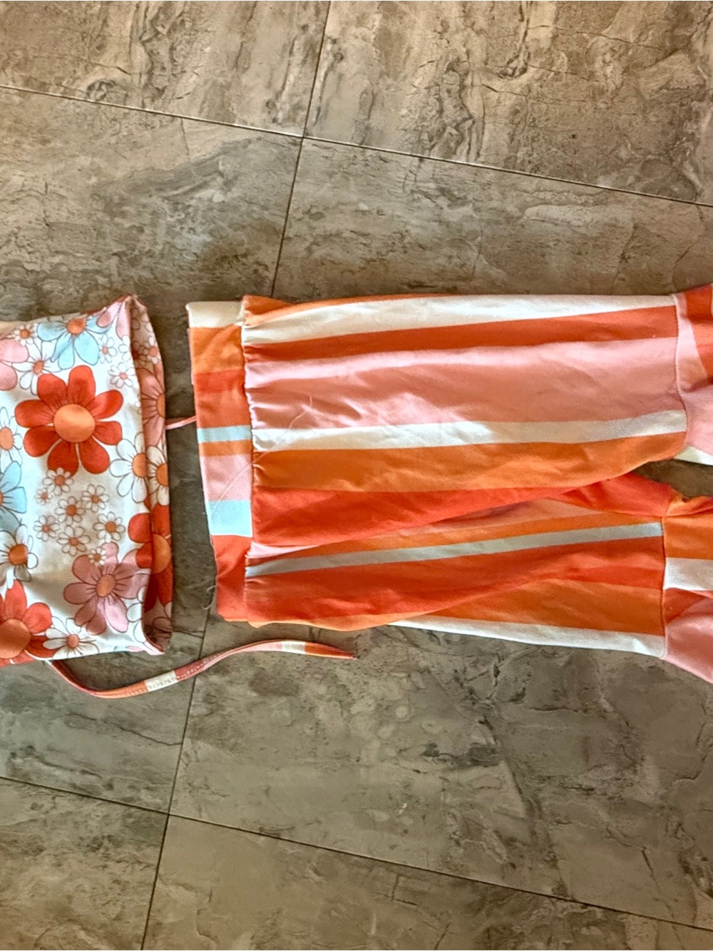 Girls Orange & Pink Floral Matching Set
